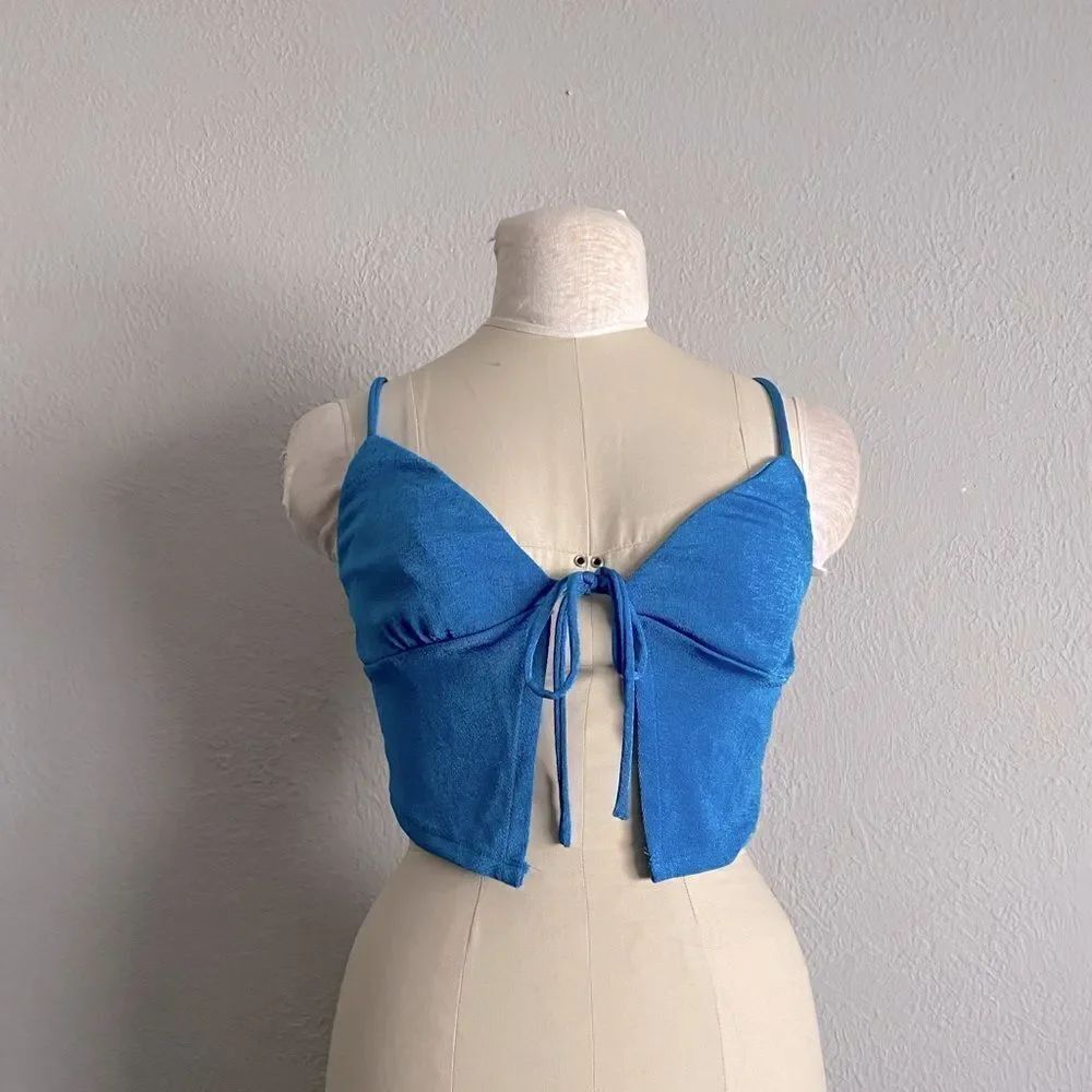 🪦 Princess Polly Sky Blue Mini Front Tie Tank Size 8 (3 for 30 sale)